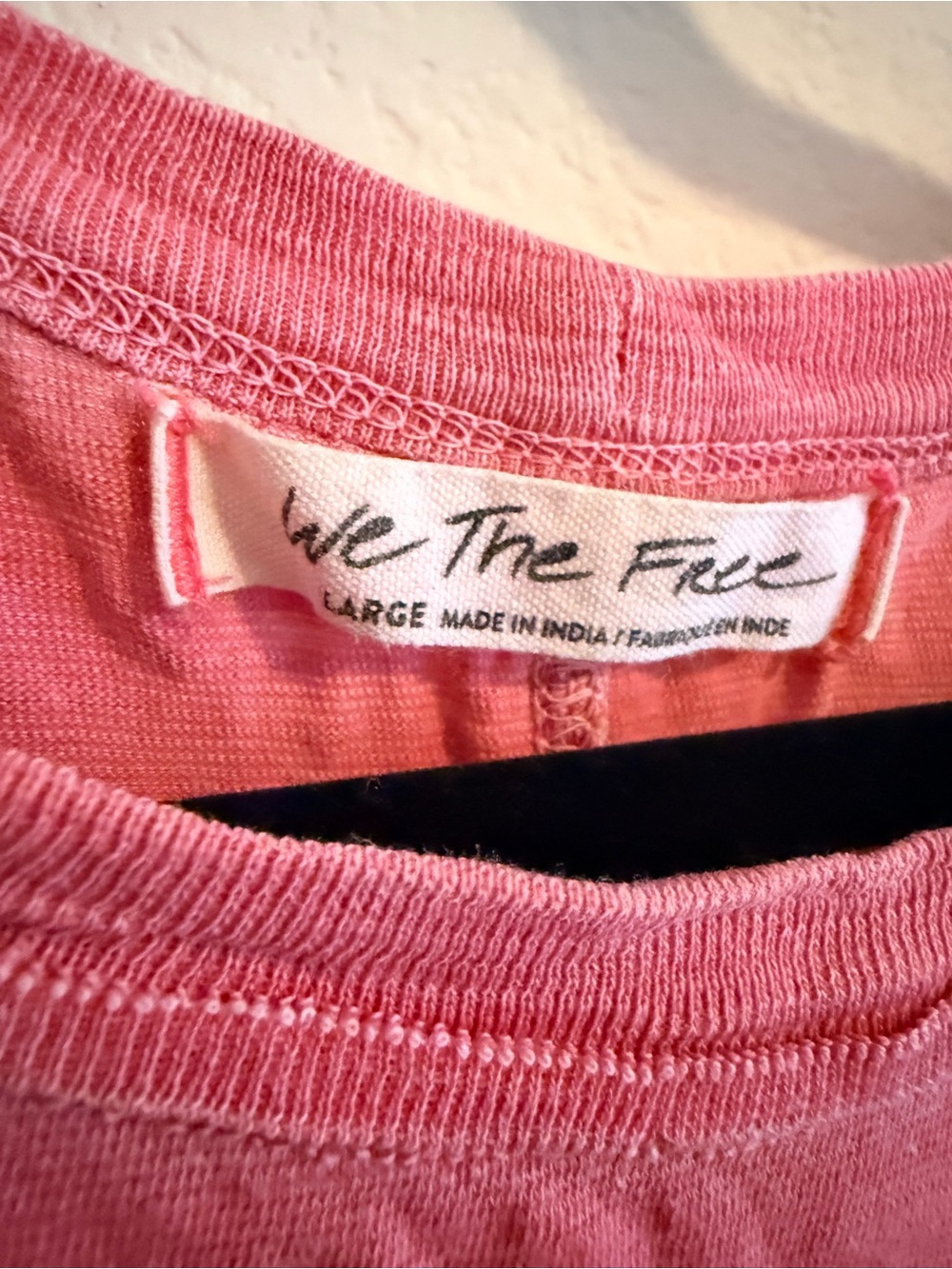 Free People Long Sleeve Pink Tee. Size Large - Picture 2 of 4